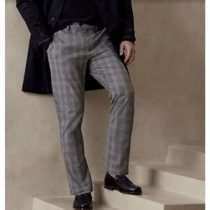 NWT Canali Gray Plaid pants 56 (40 x 35 ) Trousers Contemporary Fit Linen Blend*